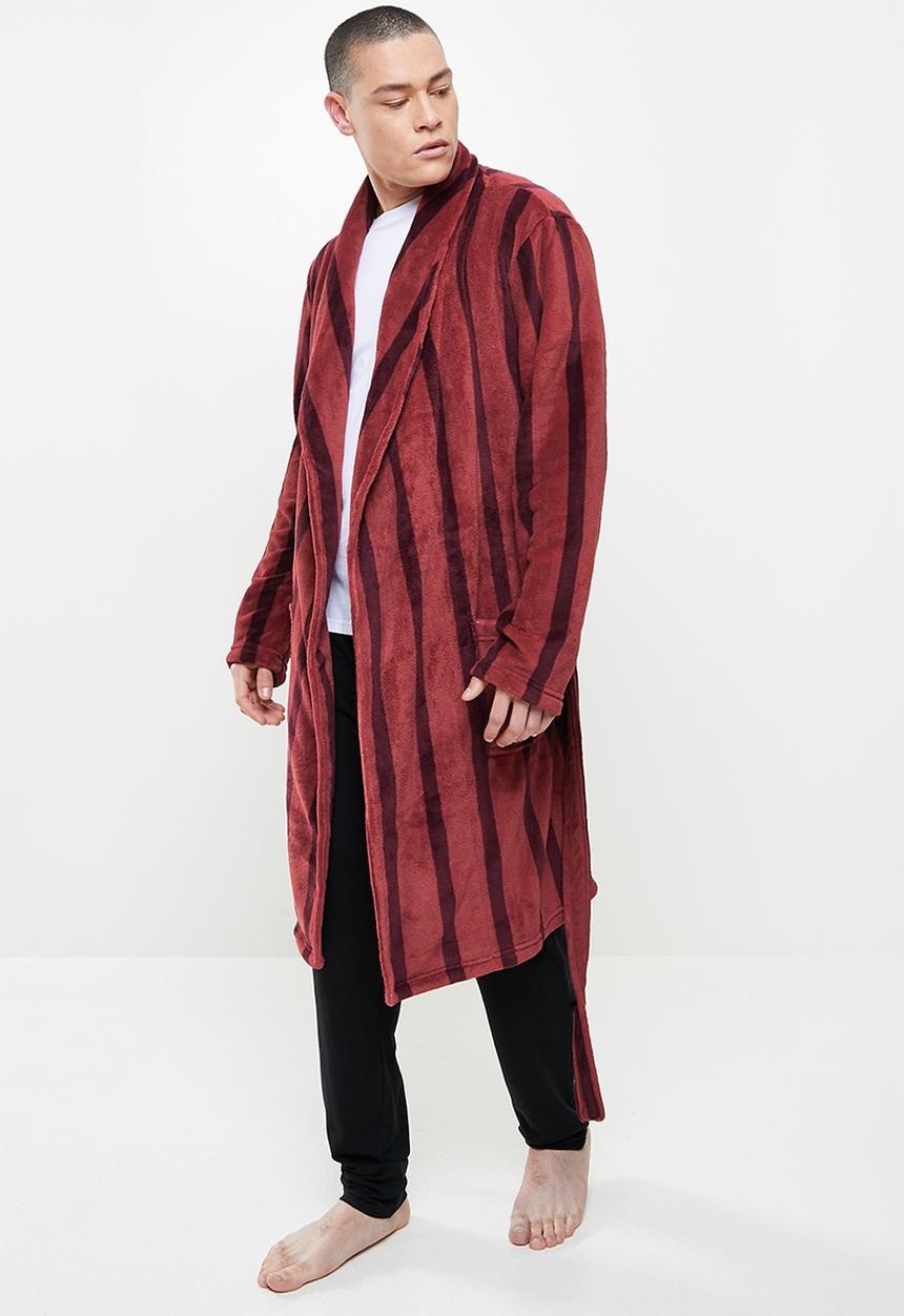 Brave Soul - Stripe dressing gown - burgundy