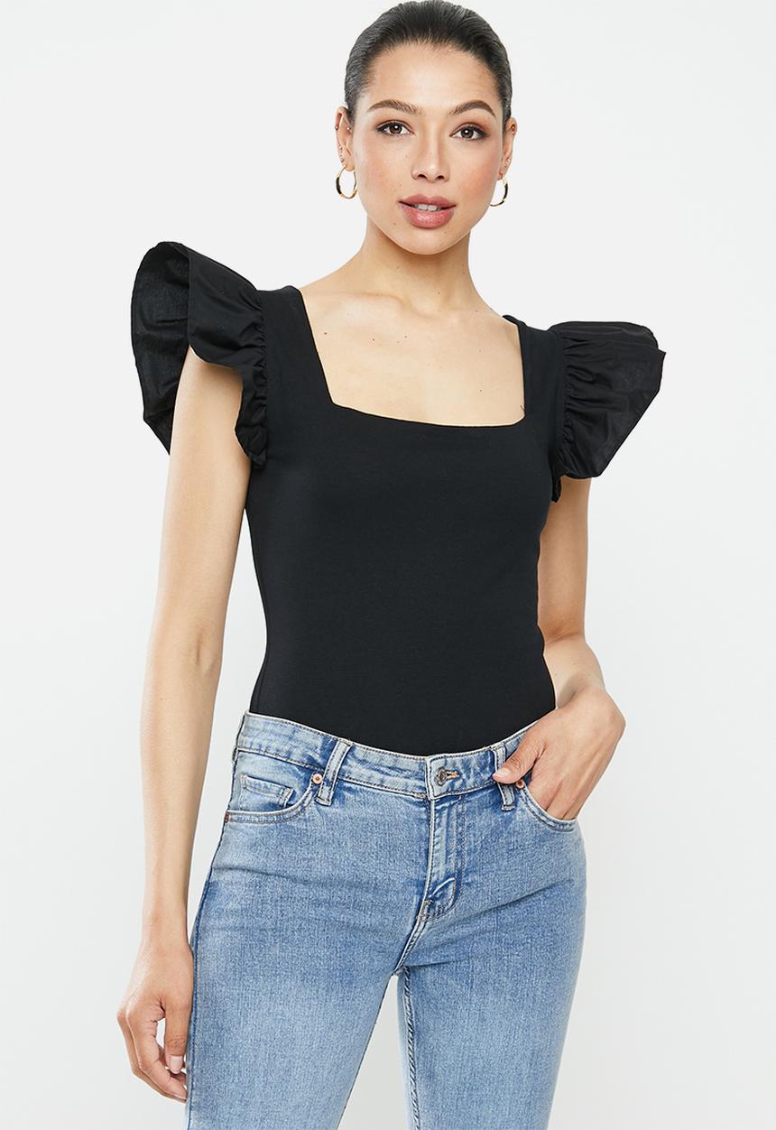 MILLA - Ruffle squareneck bodysuit