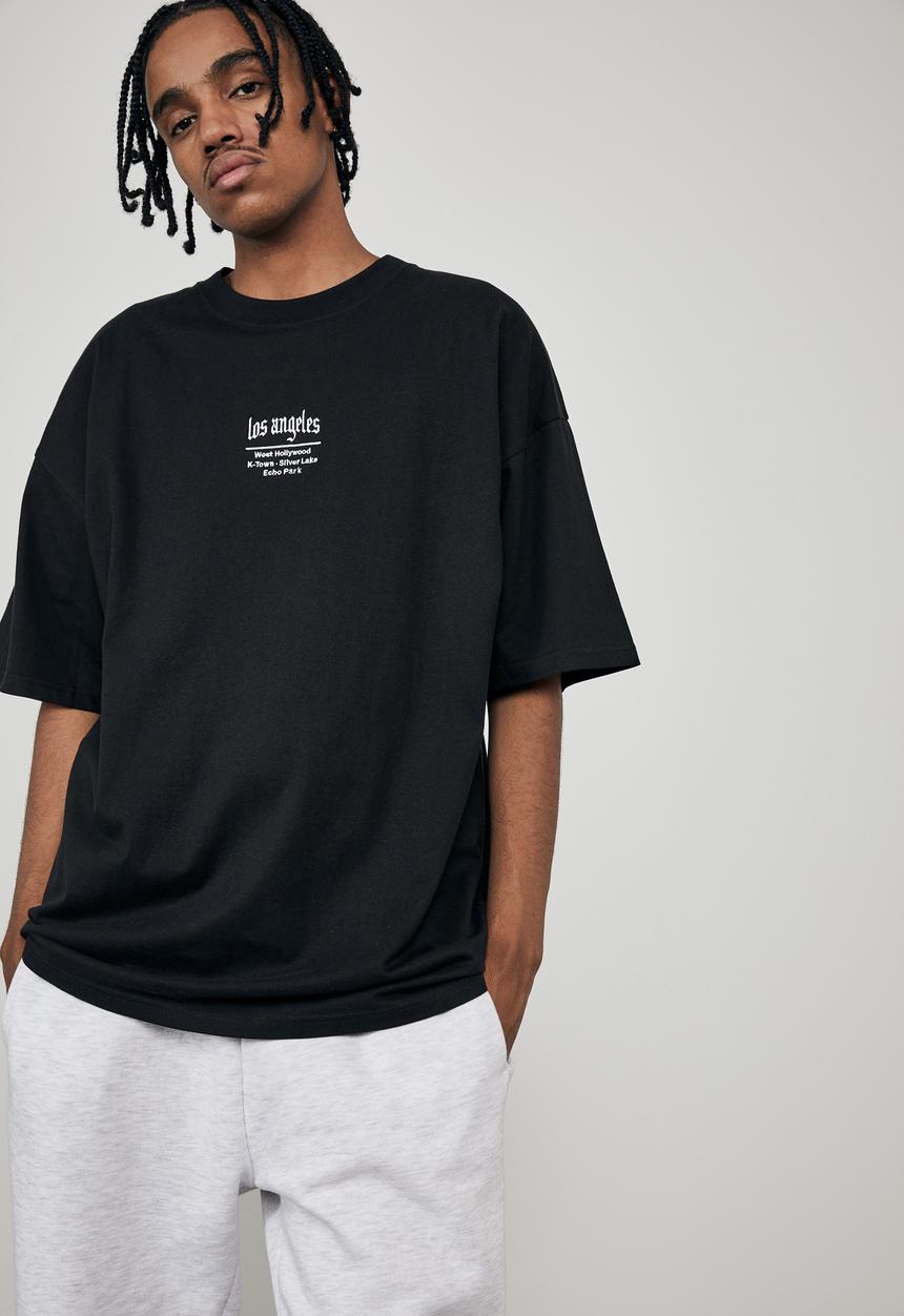 Factorie - Oversized graphic T-shirt - black & white