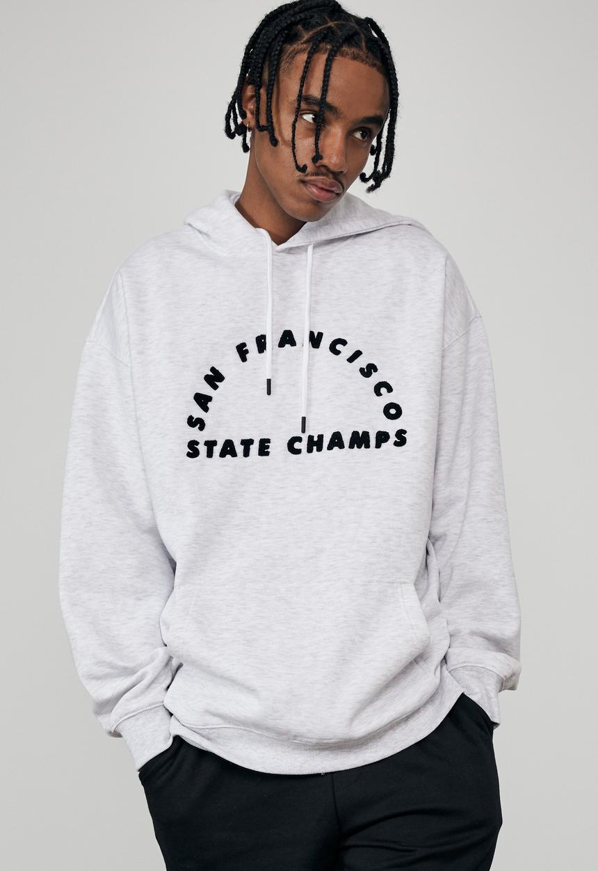 Factorie - Oversized graphic hoodie - silver marle