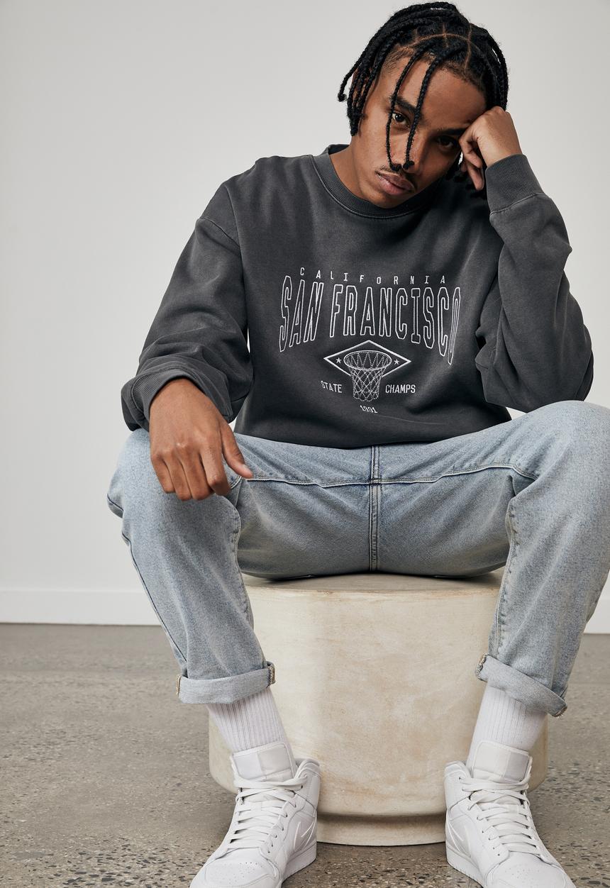 Factorie - Elite oversized crew - washed black