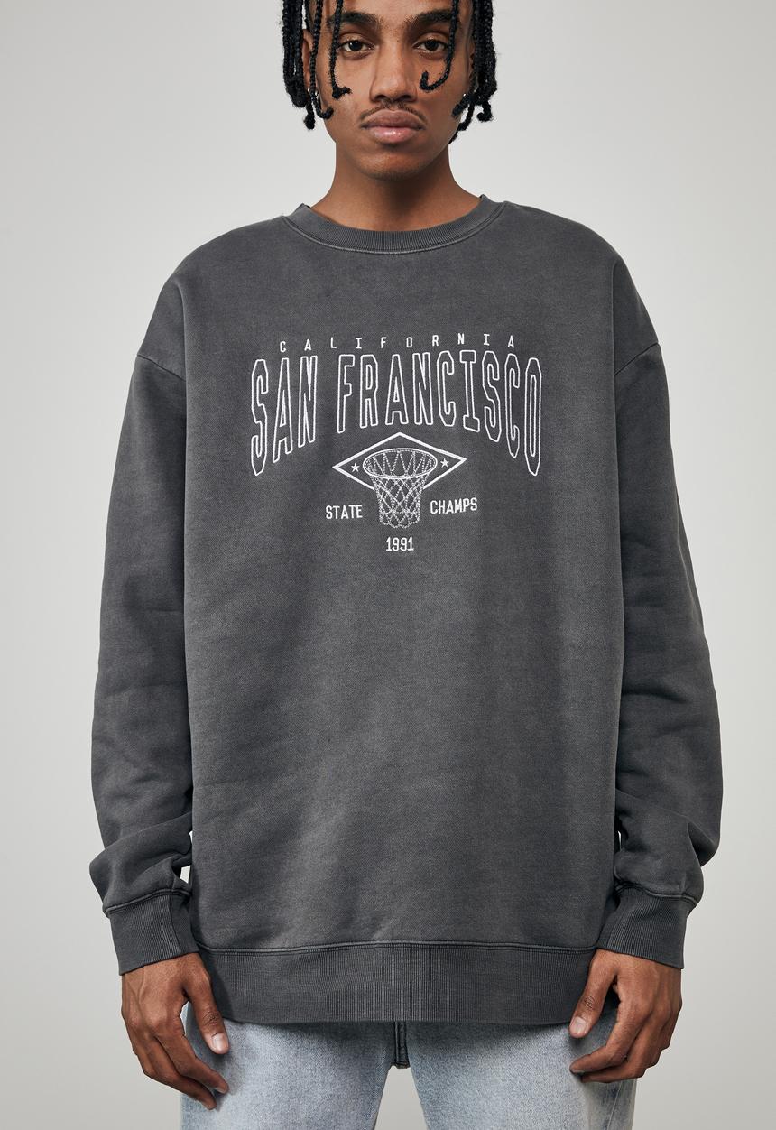 Factorie - Elite oversized crew - washed black