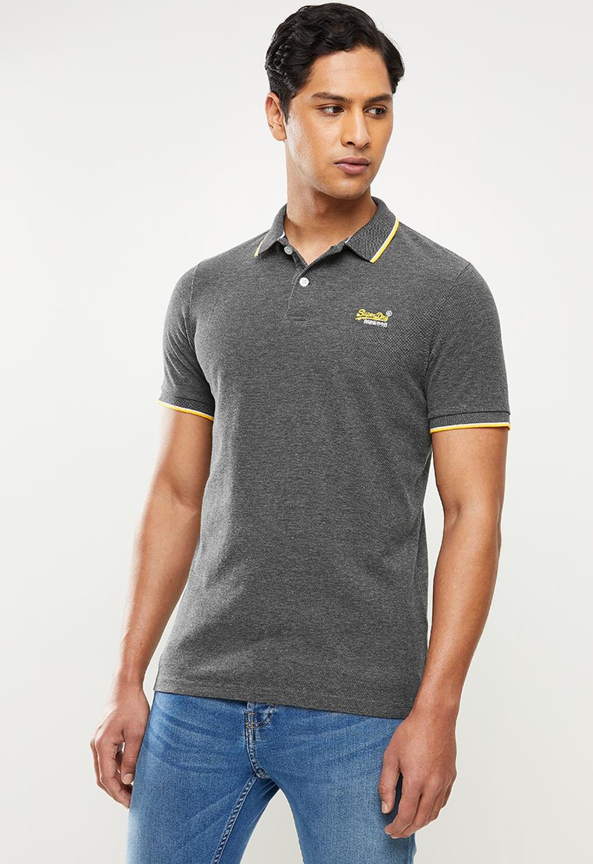 Superdry. - Poolside pique polo - charcoal