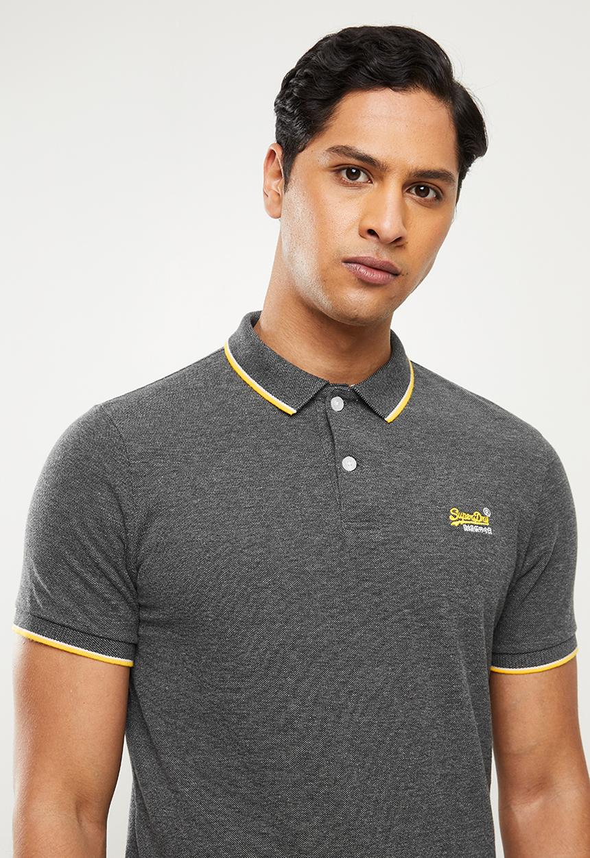 Superdry. - Poolside pique polo - charcoal