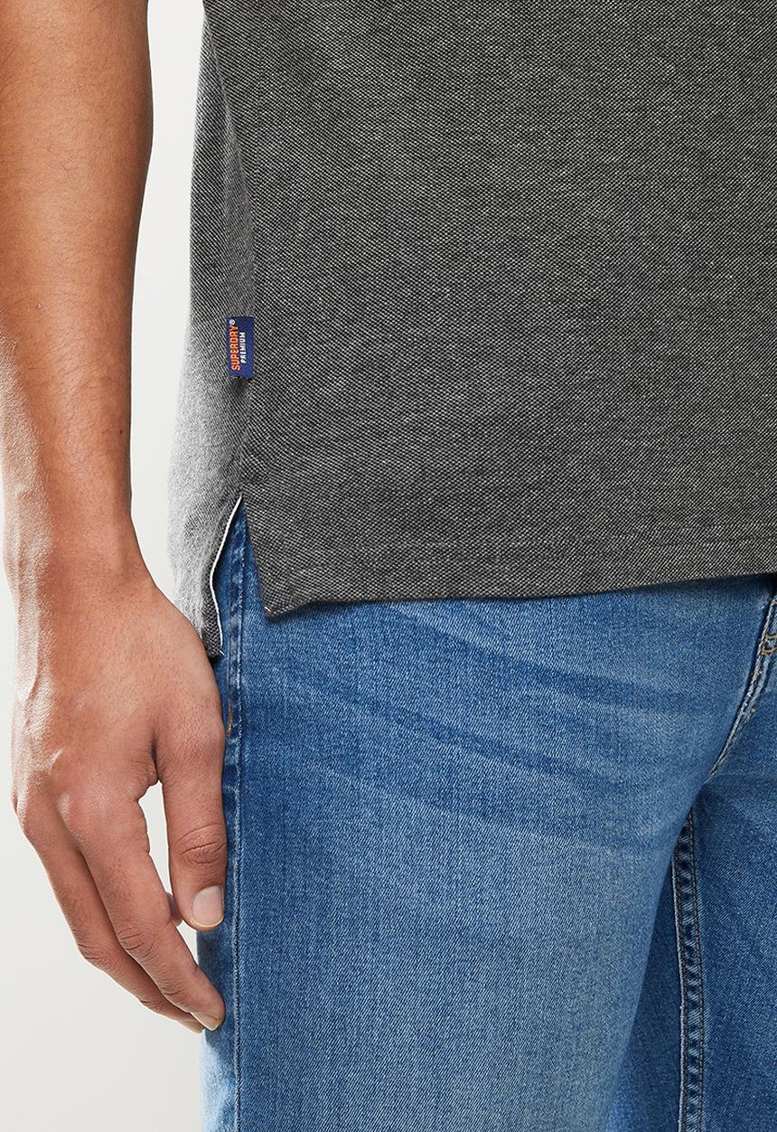 Superdry. - Poolside pique polo - charcoal