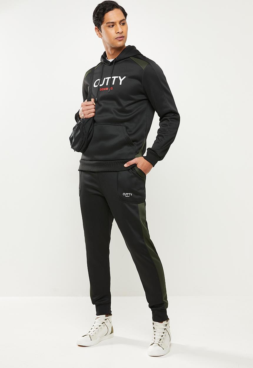Cutty - Wayne regular fit scuba trackpants - black
