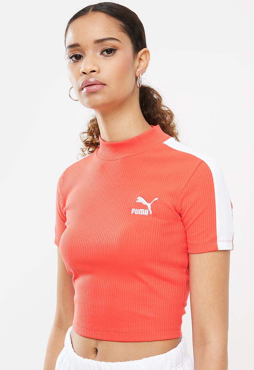 PUMA - Classics rib mock neck top - poppy red