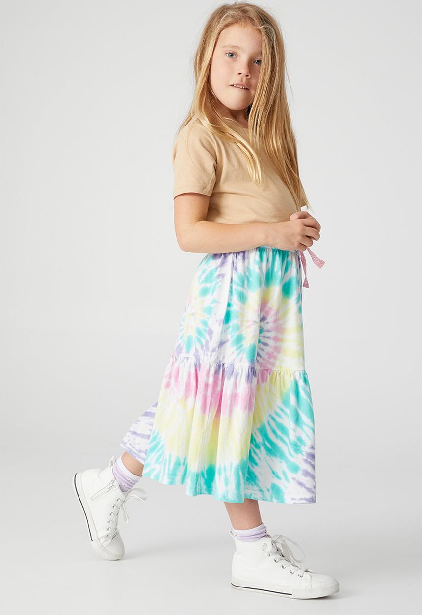 Cotton On - Dylan skirt - pastel rainbow tie dye
