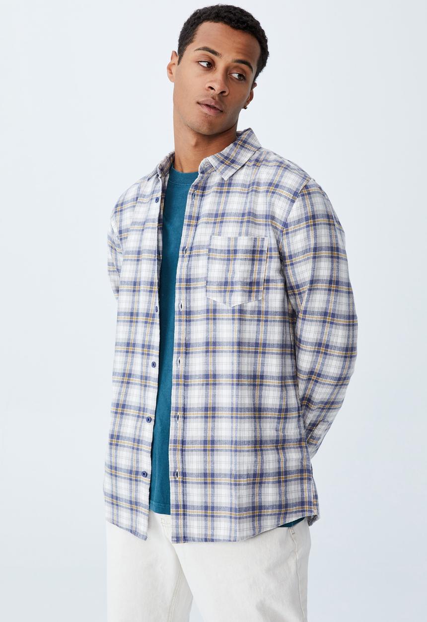 Cotton On - Washed long sleeve check shirt - multi 