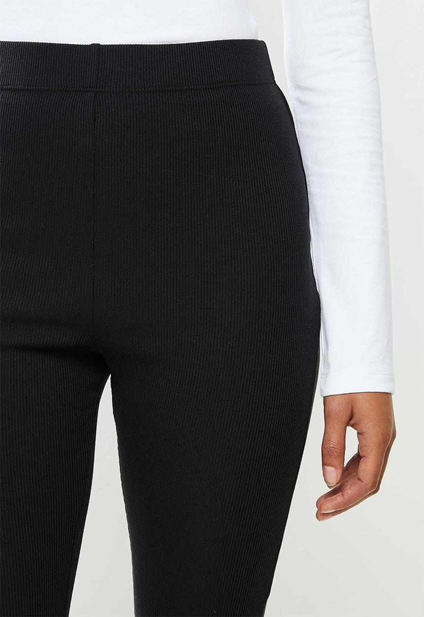 Blake -  Ribbed flare leg trouser - black