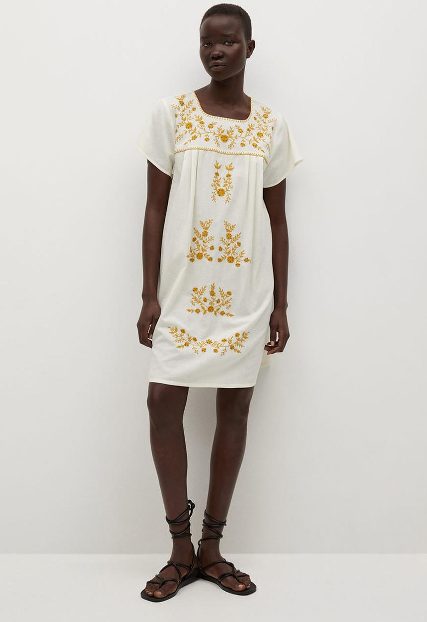 MANGO - Dress mexican - white