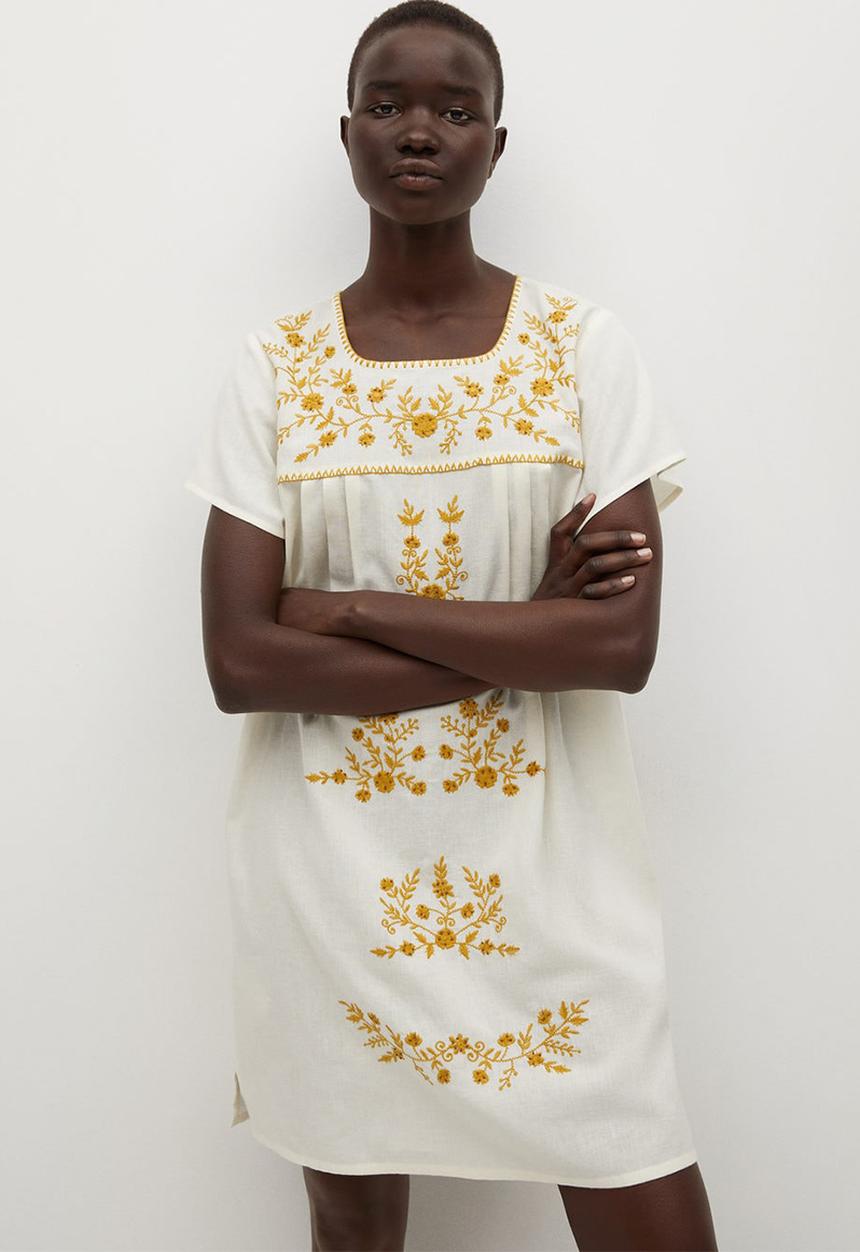 MANGO - Dress mexican - white