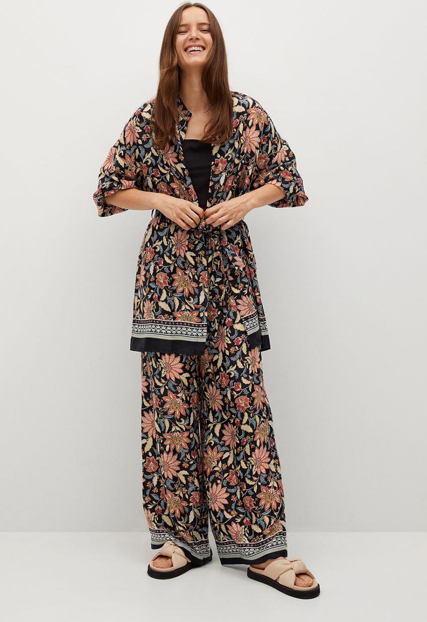 MANGO - Dress kimonito - black