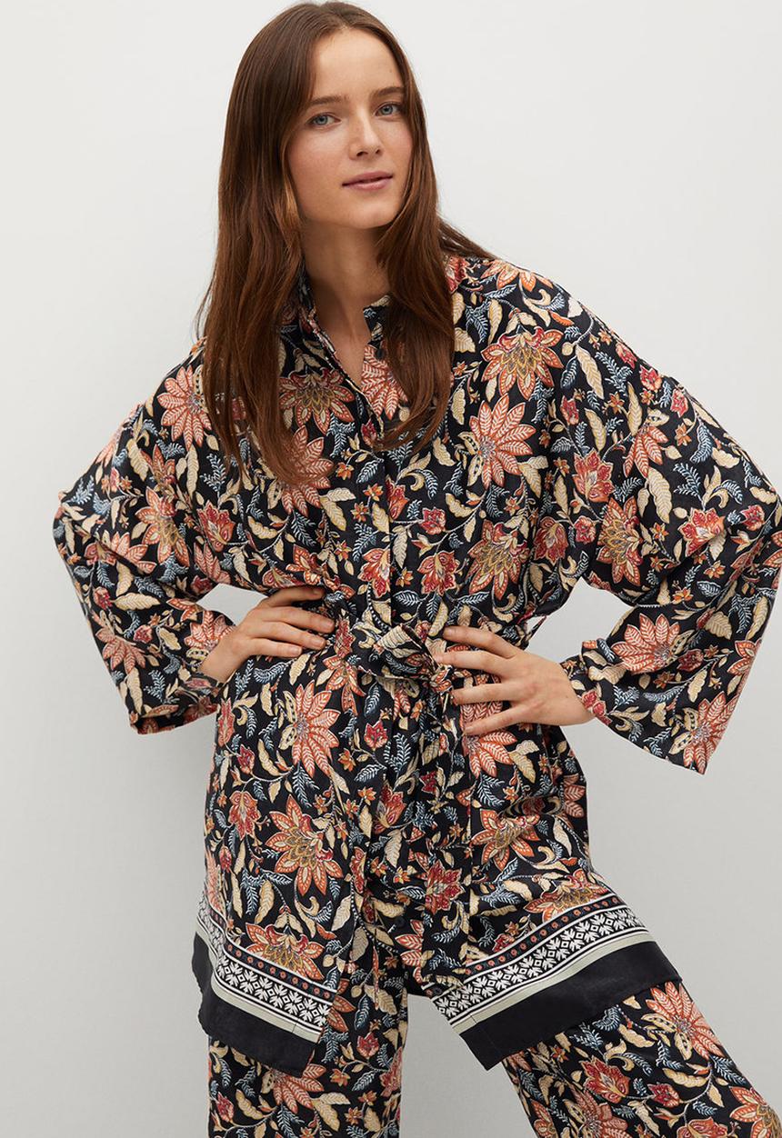 MANGO - Dress kimonito - black