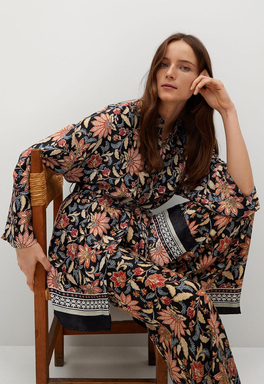 MANGO - Dress kimonito - black