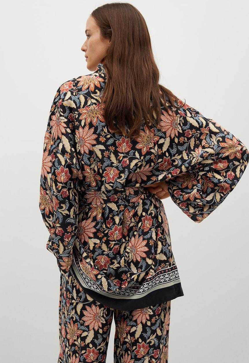 MANGO - Dress kimonito - black
