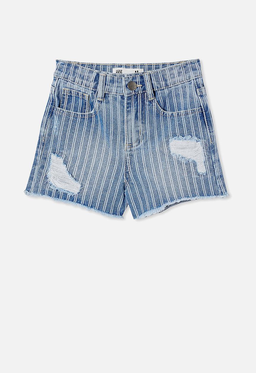 Cotton On - Sunny denim short - mid wash & railroad stripe
