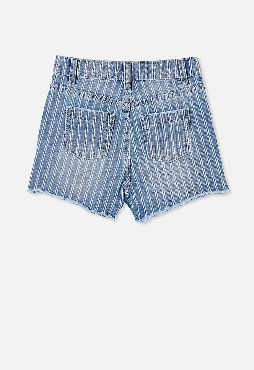 Cotton On - Sunny denim short - mid wash & railroad stripe