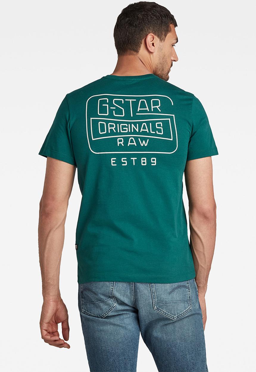 G-STAR - Back logo slim v-neck tee - bright laub