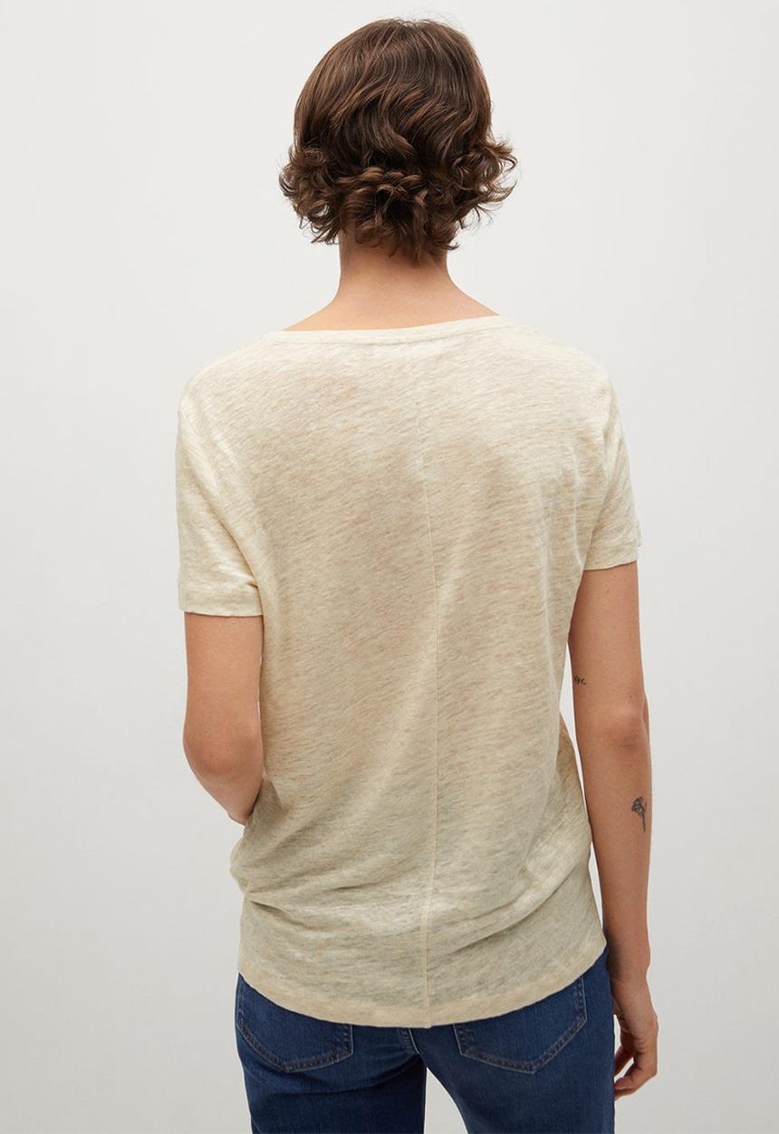 MANGO - T-shirt linito - light pastel brown