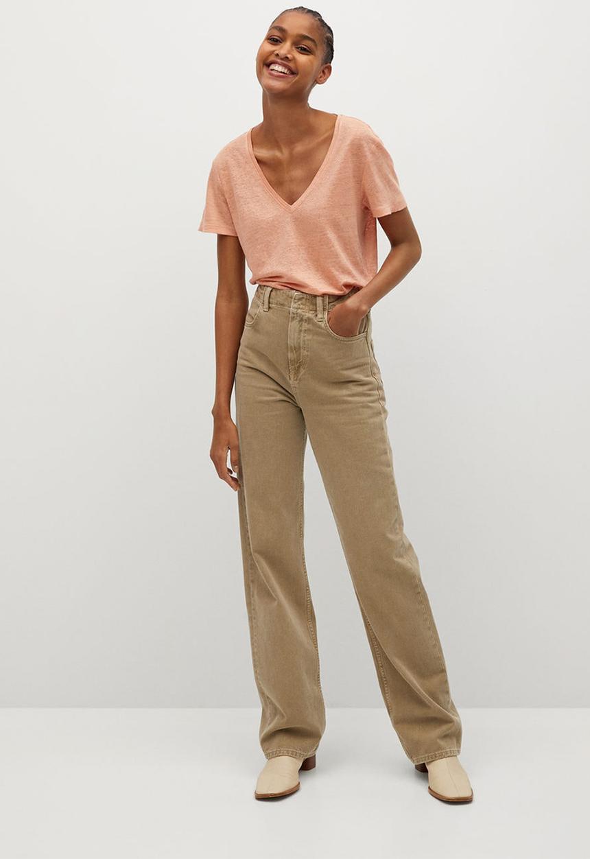 MANGO - T-shirt linito - light pastel orange