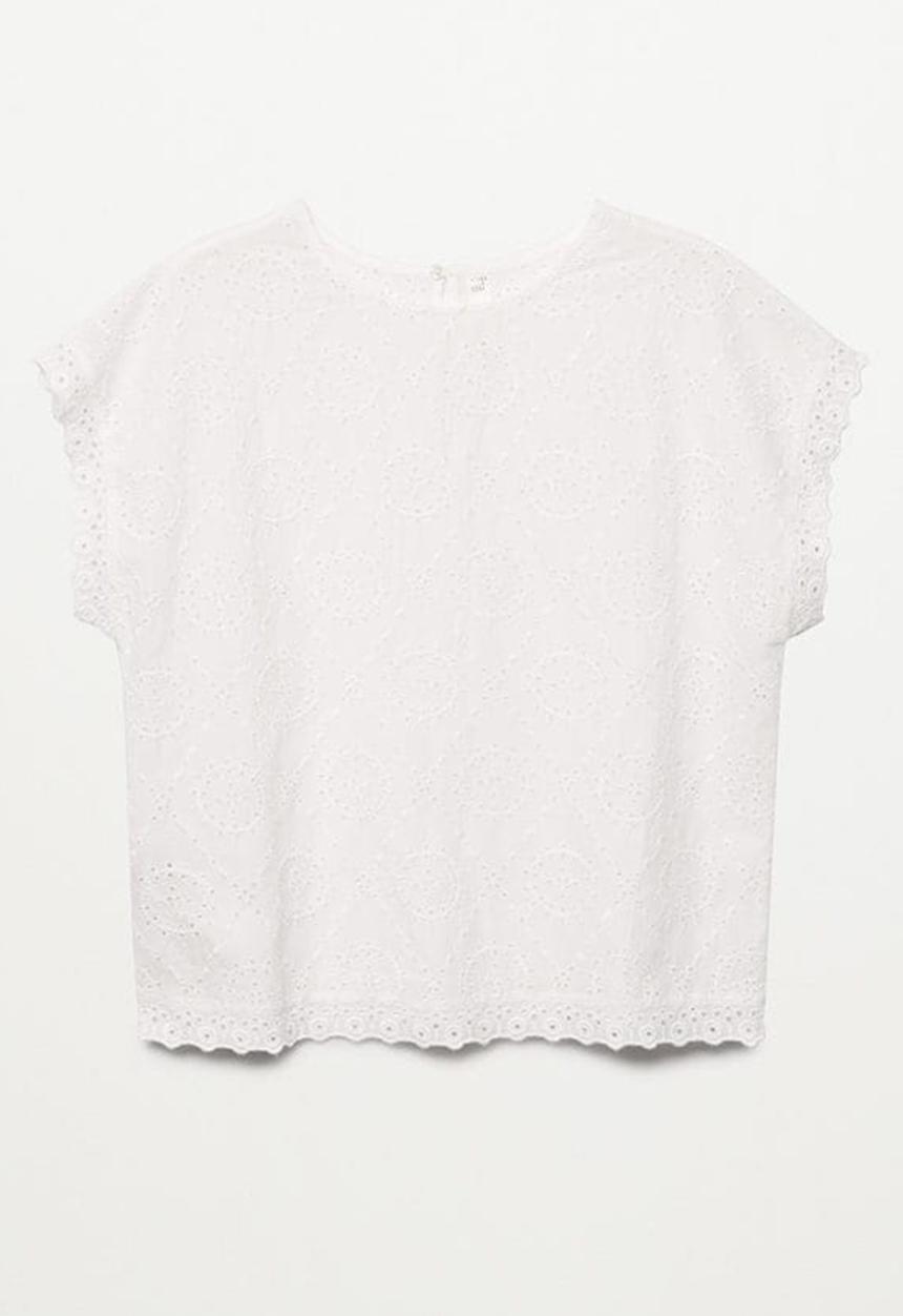 MANGO - Blouse romb - white