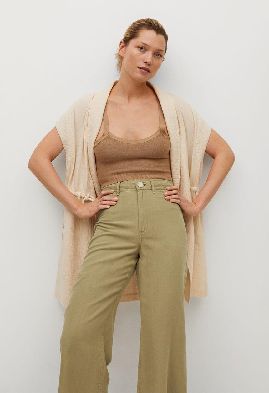 MANGO - Trousers blau - khaki