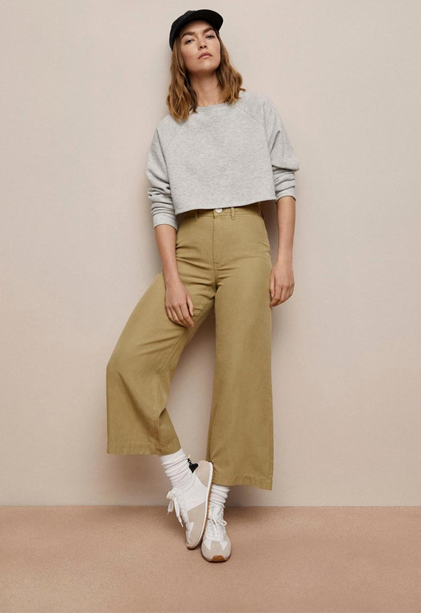 MANGO - Trousers blau - khaki