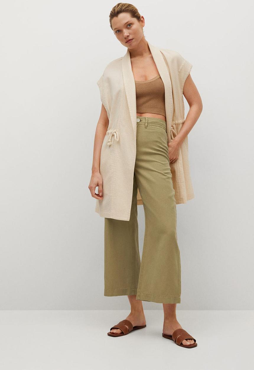 MANGO - Trousers blau - khaki