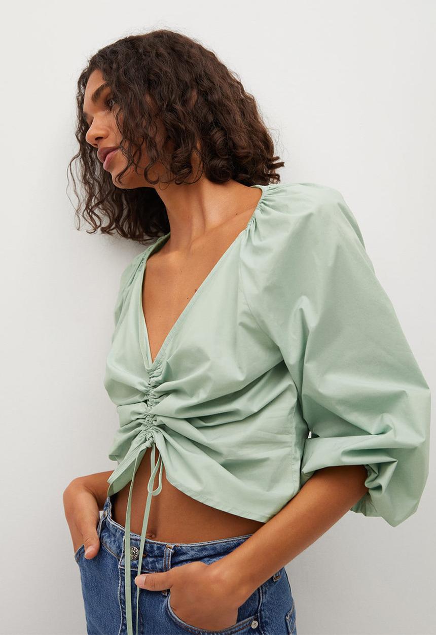 MANGO - Blouse flower - green
