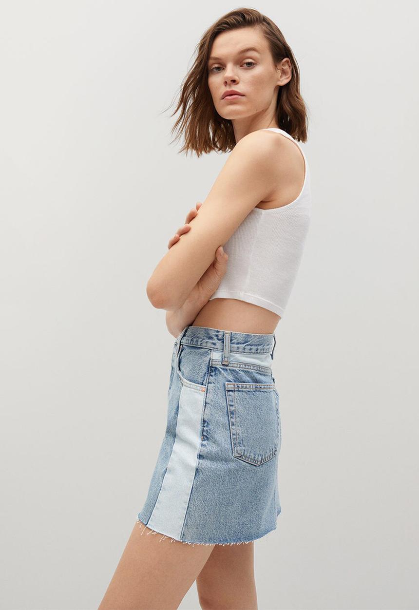 MANGO - Skirt grace - open blue