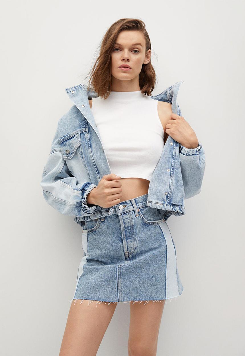 MANGO - Skirt grace - open blue
