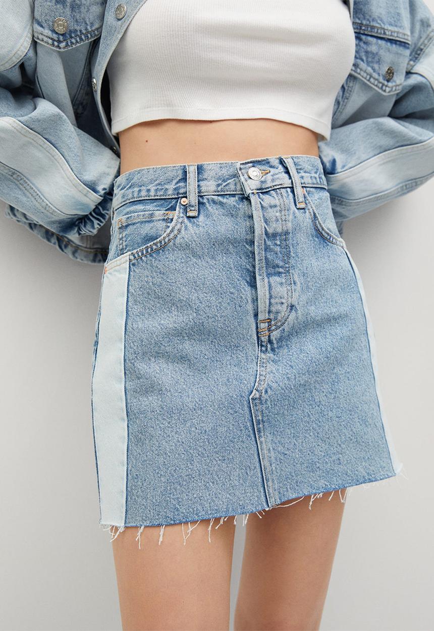 MANGO - Skirt grace - open blue