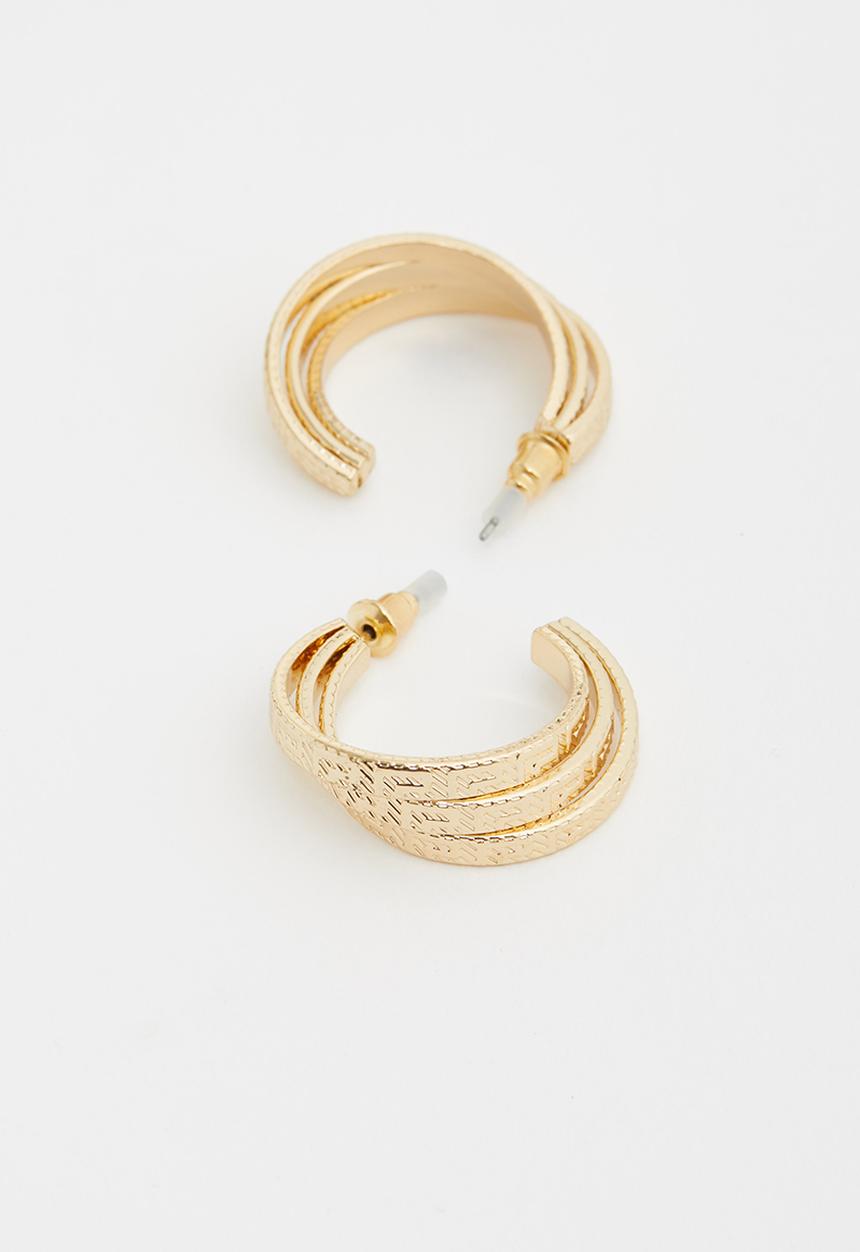 Rubi - Luxe layers medium pearl trio hoop - gold