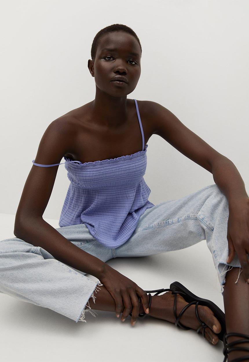 MANGO - Top adelina - light pastel blue