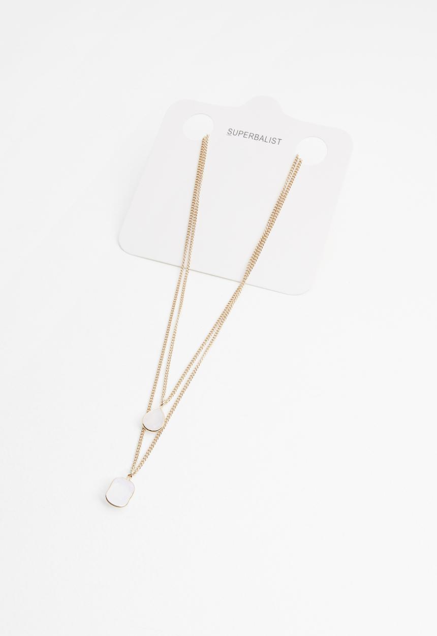 Superbalist - Gem double chain necklace - gold