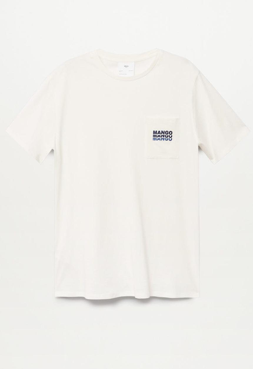 MANGO - Logo pocket short sleeve T-shirt - white