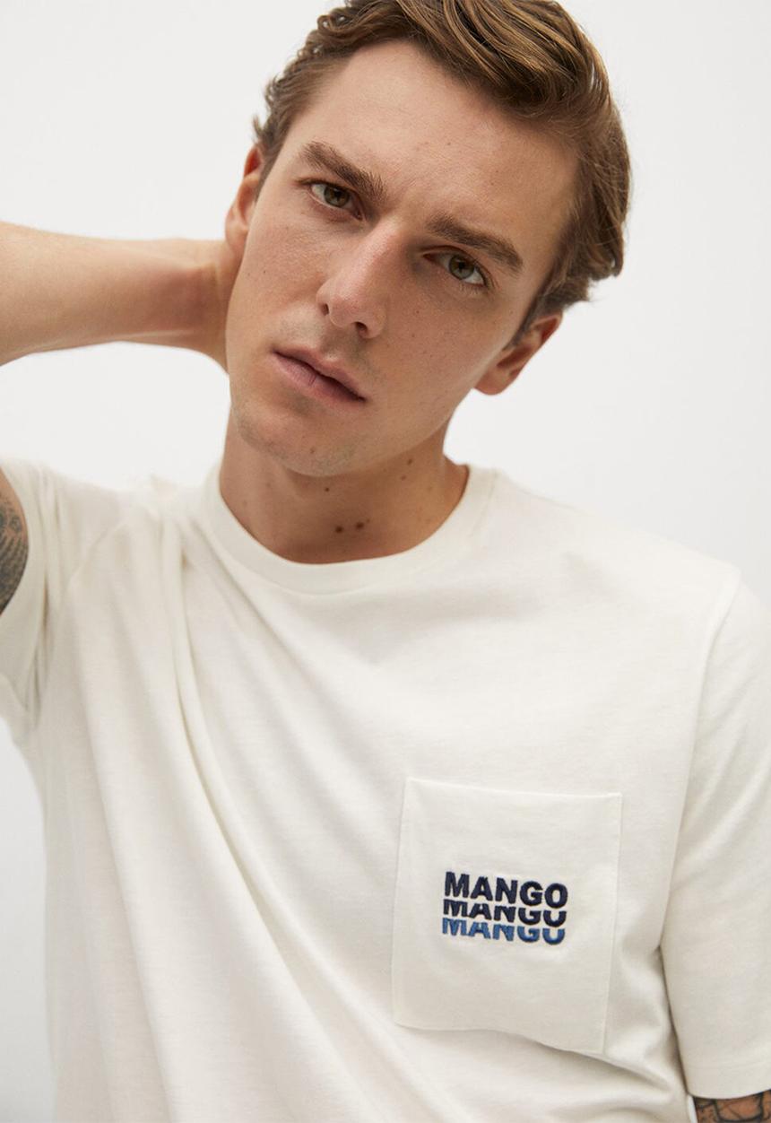 MANGO - Logo pocket short sleeve T-shirt - white