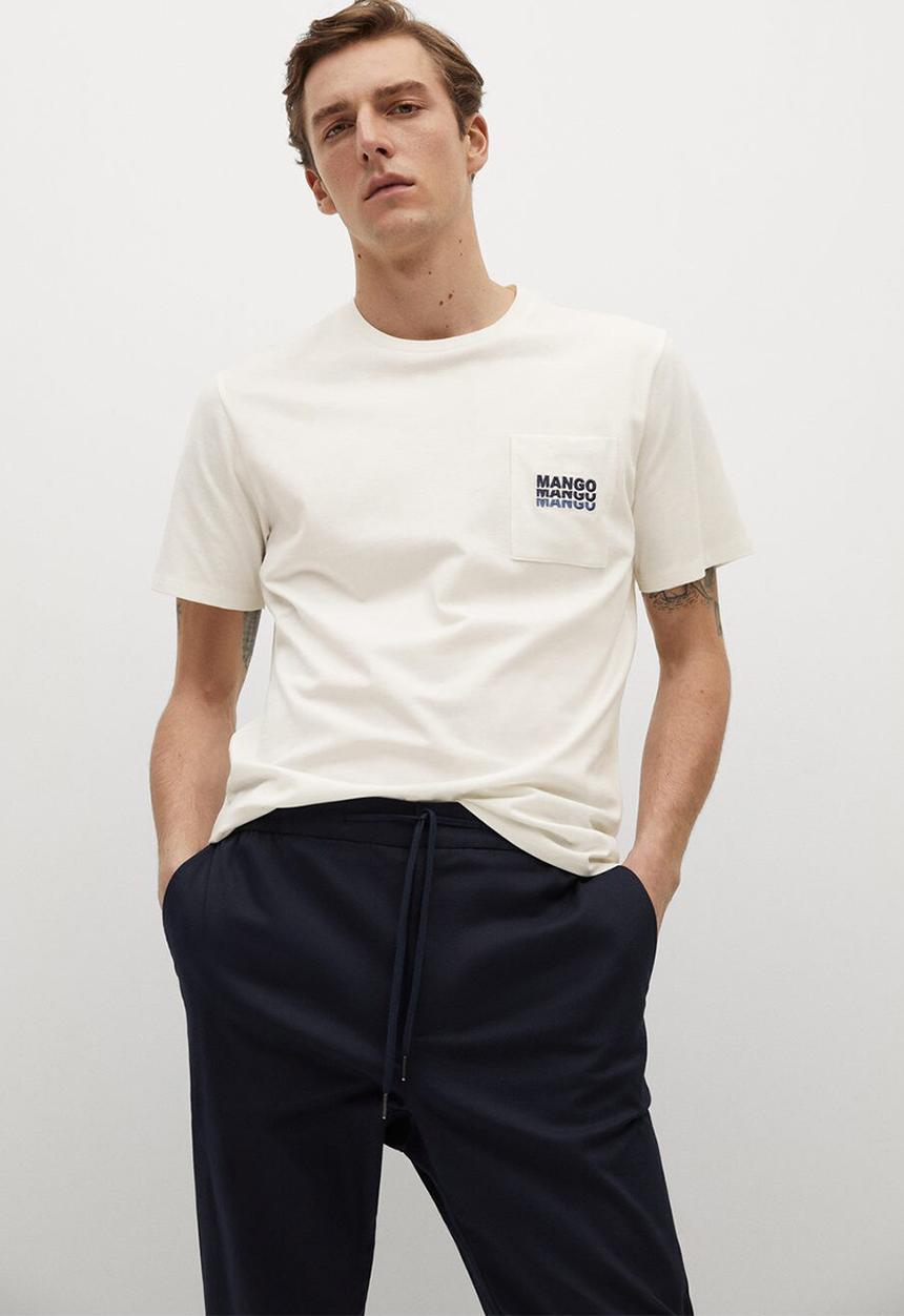 MANGO - Logo pocket short sleeve T-shirt - white