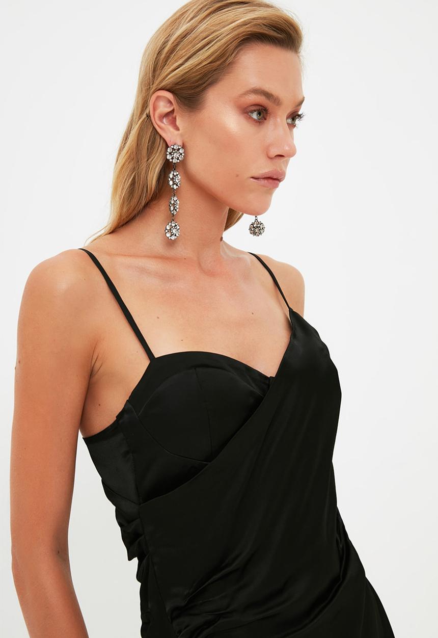 Trendyol - Waist detailed evening dress  - black