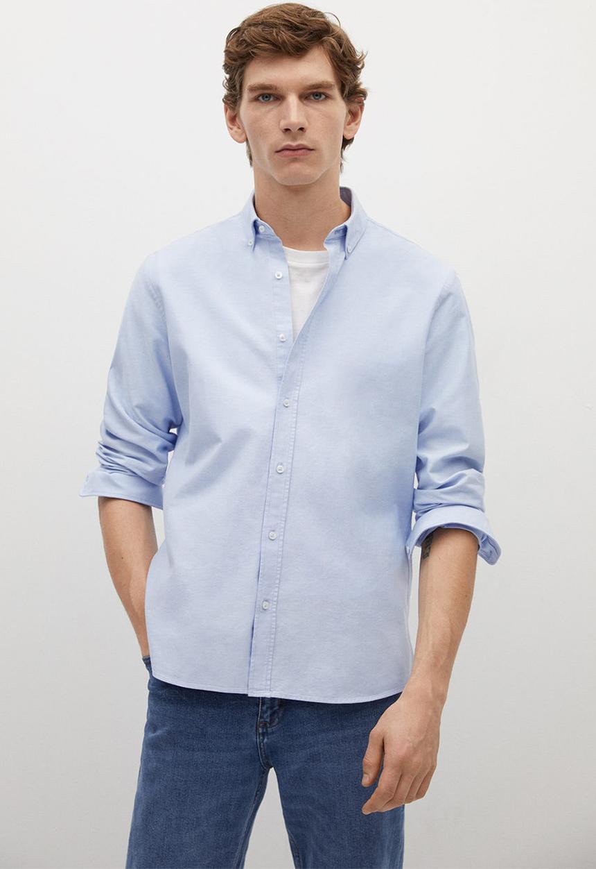 MANGO - Oxford long sleeve shirt - pastel blue