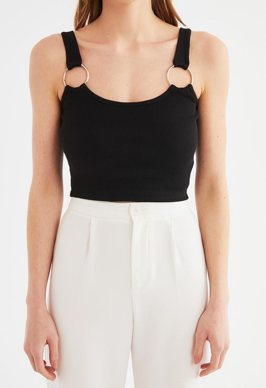 Trendyol - Ring detailed knitted blouse  - black