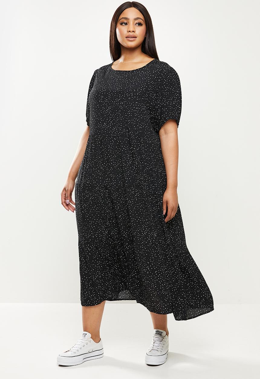 Cotton On - Curve woven leah midi dress - kat spot black