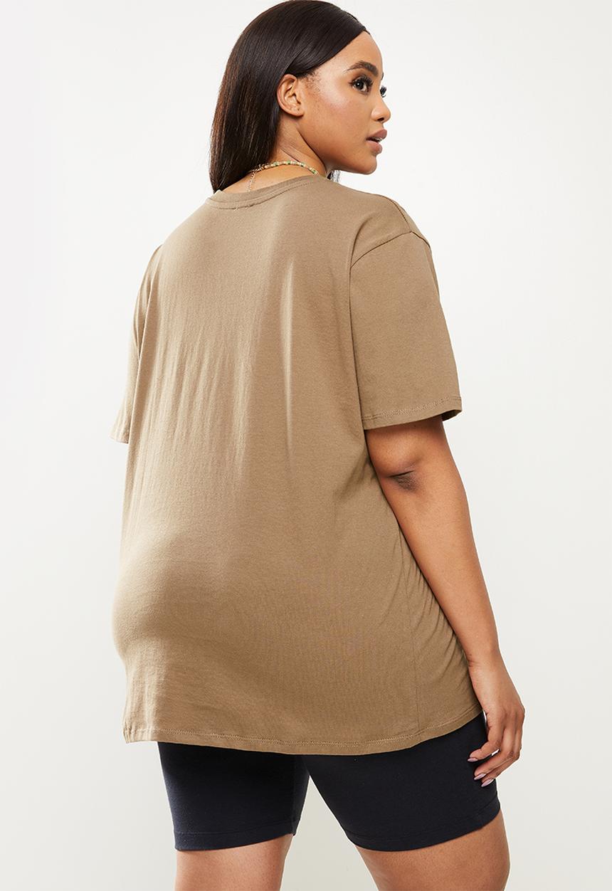 Cotton On - Curve dad short sleeve tee - cocoa bean