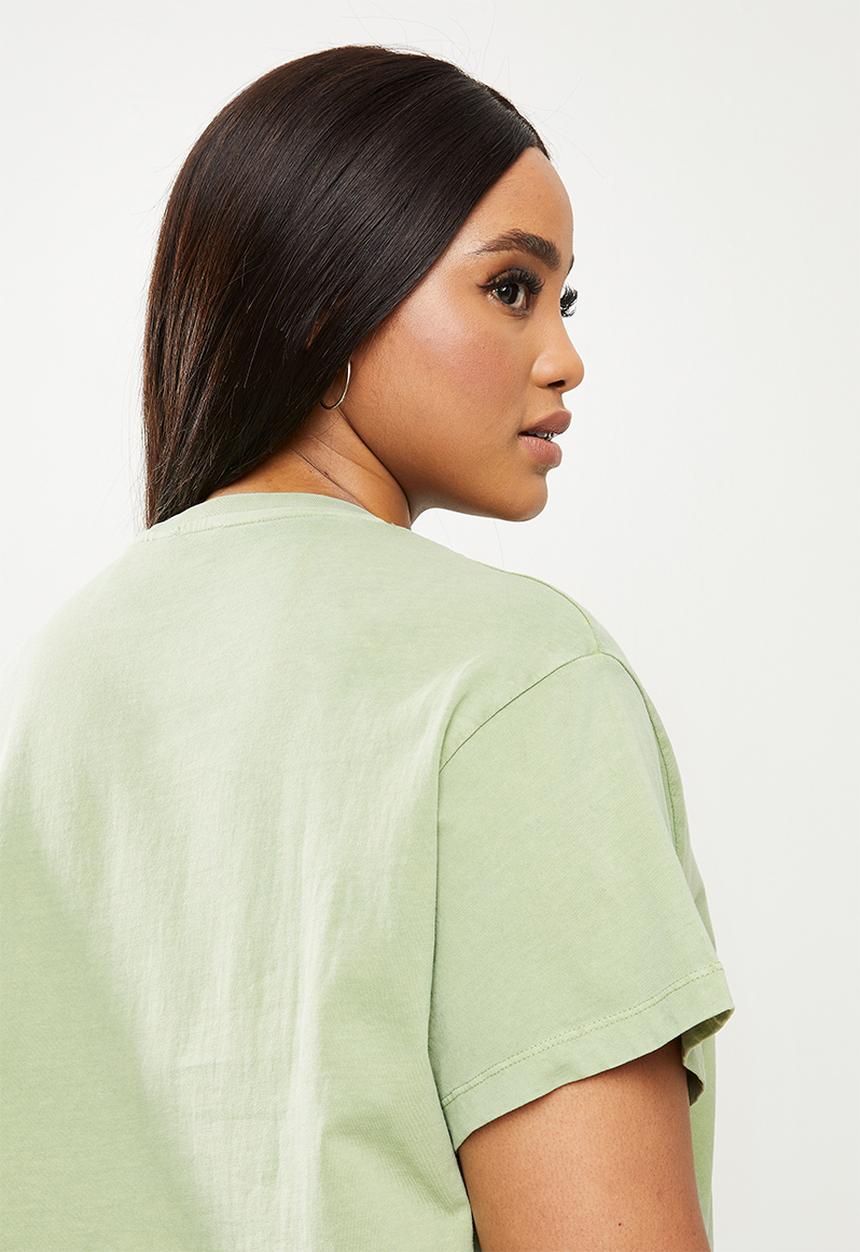 Cotton On - Curve graphic license tee - lcn pea snoopy roses/greenstone