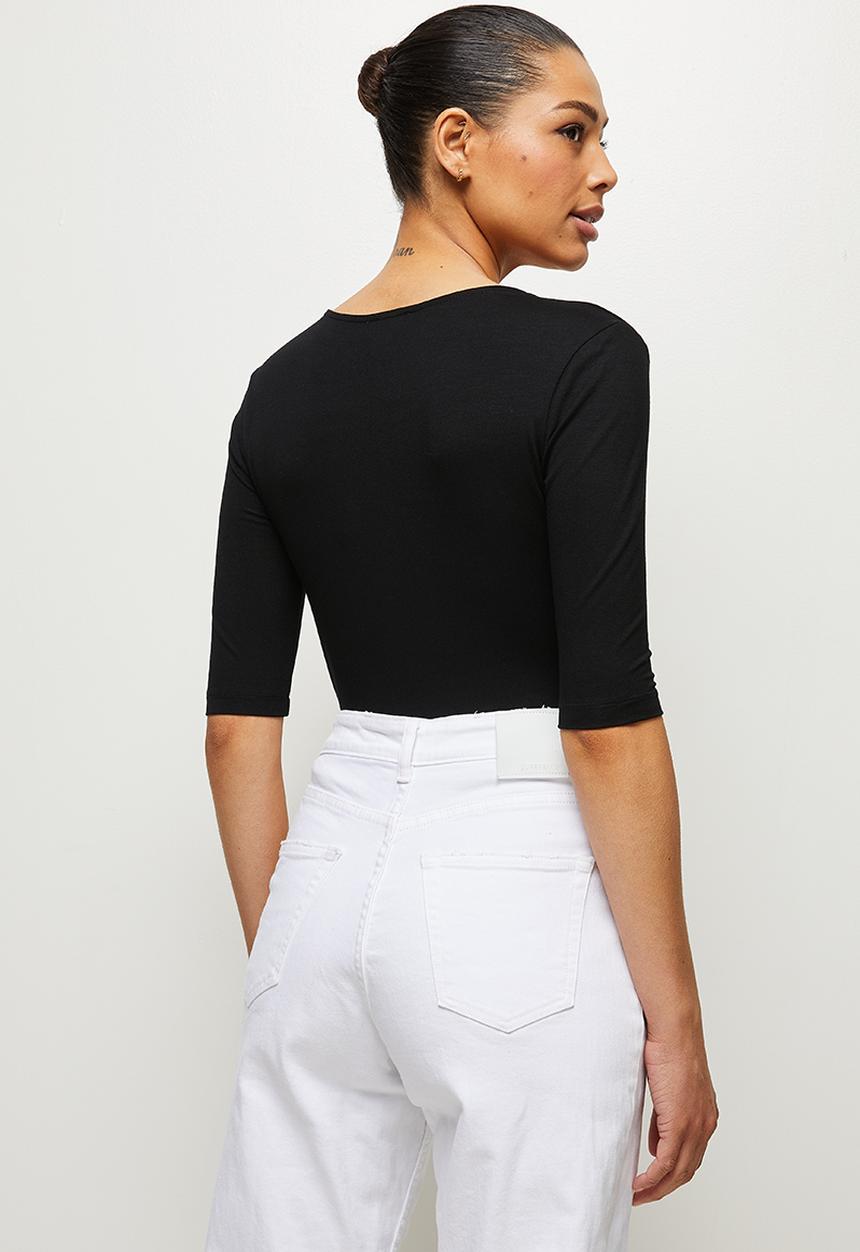 edit - Conscious basic ballet sleeve vneck tee - black