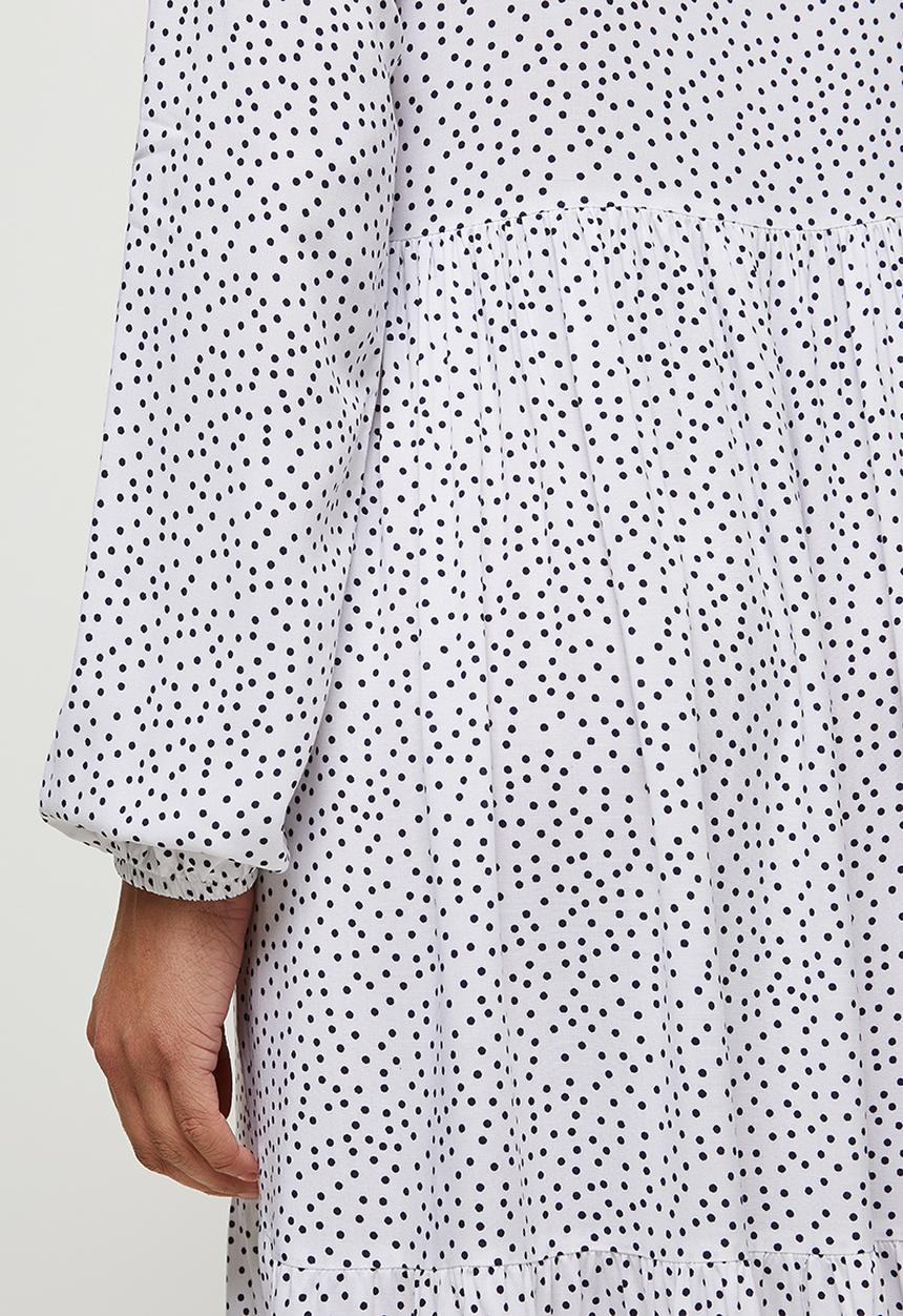 edit - Long sleeve mandarin collar tiered maxi - milk spot