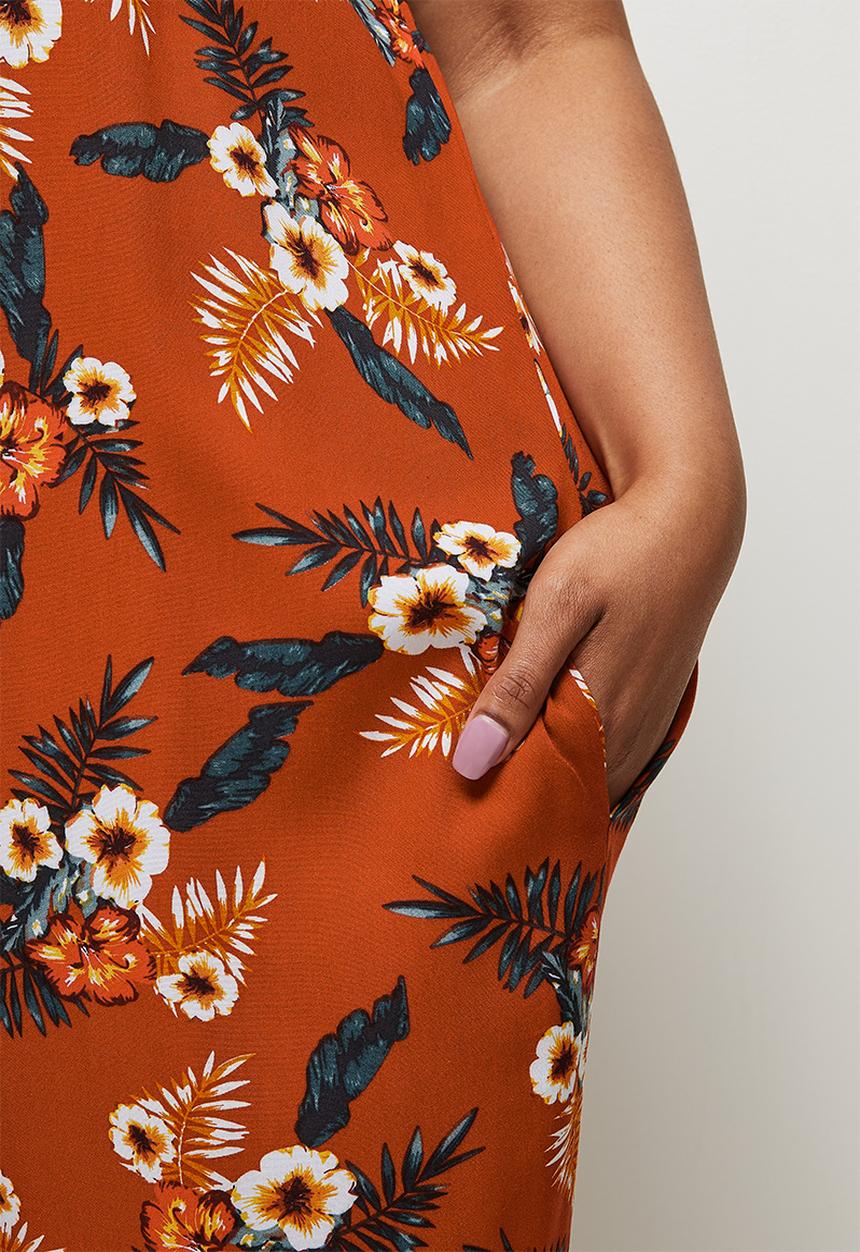 edit Plus - Easy fitting jumpsuit - rust ground print