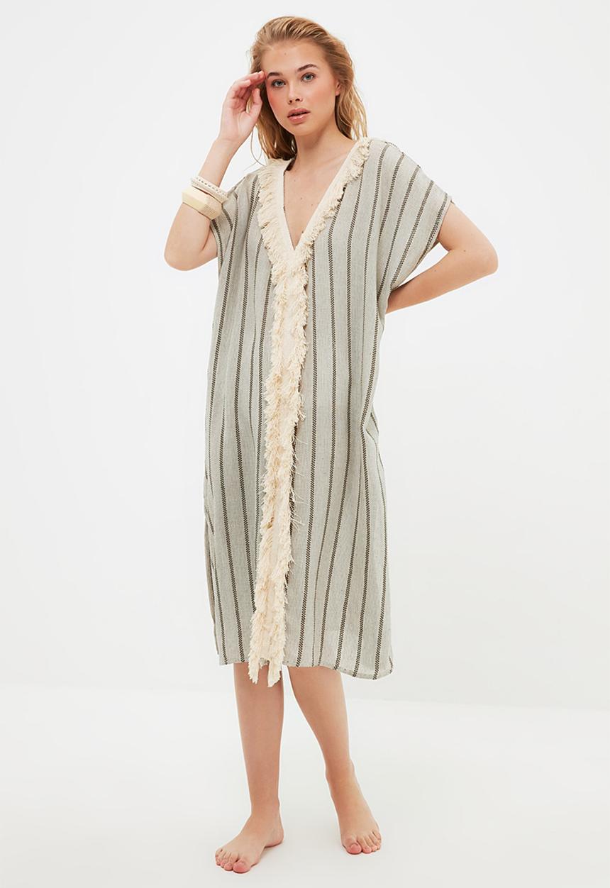 Trendyol - Tassel detailed rustic kimono kaftan - grey
