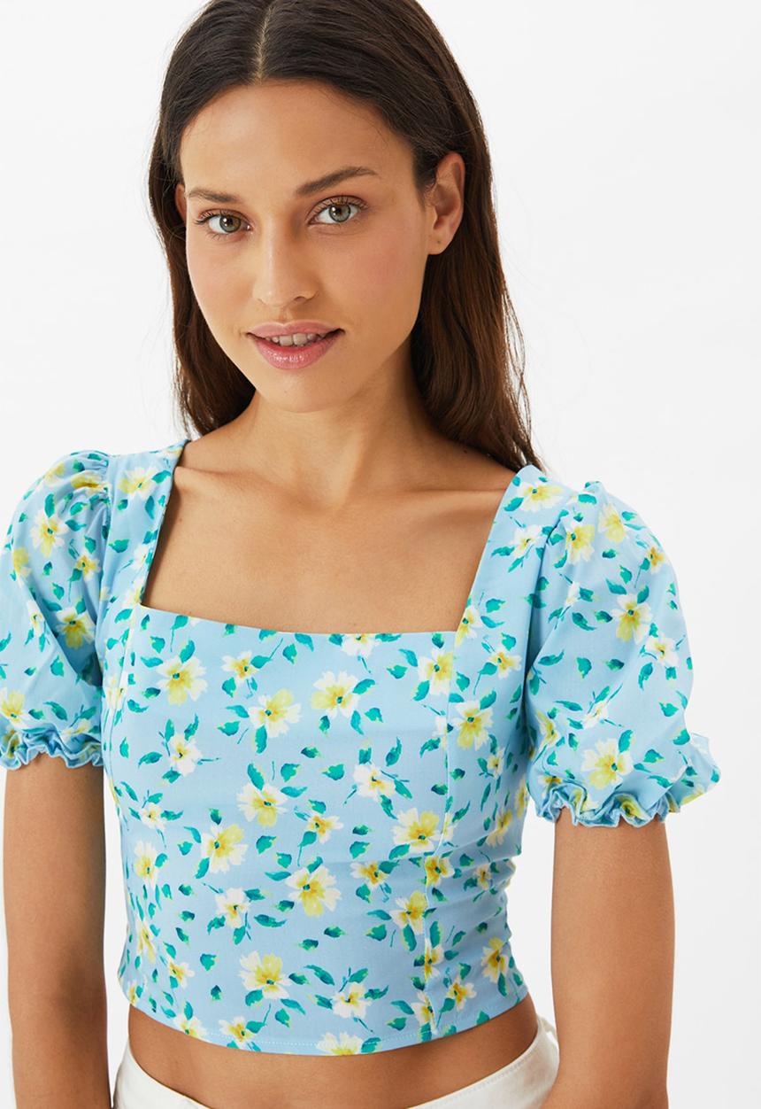 Trendyol - Balloon sleeve blouse - blue